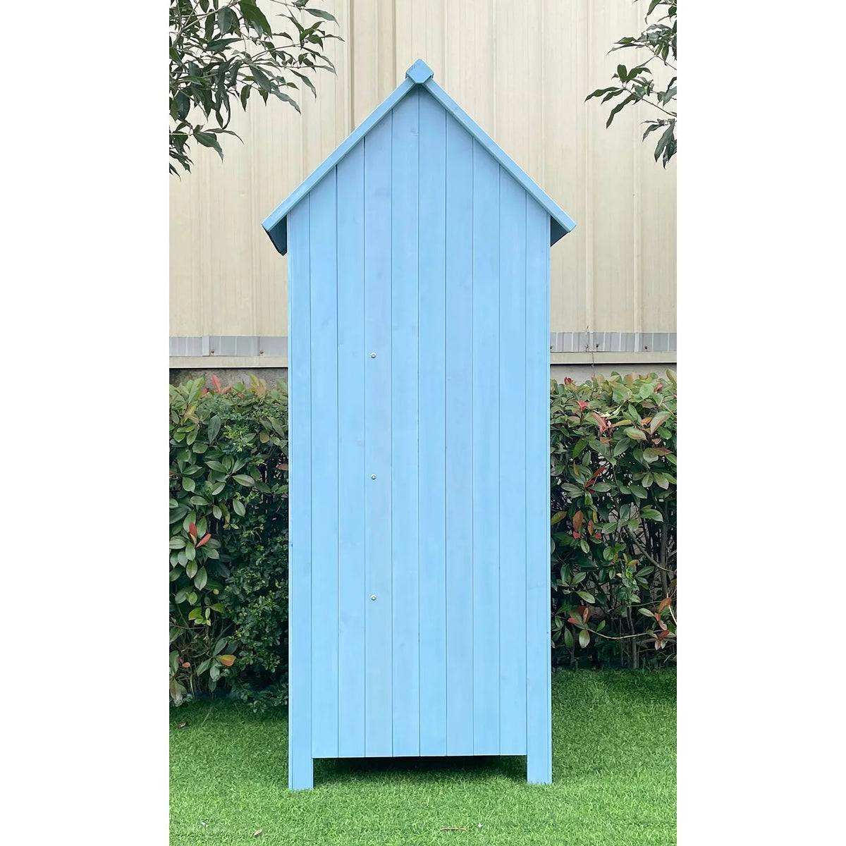 Hanover Sturdy Durable Waterproof Wood Outdoor Vertical Storage Shed, 70.40"x 30.30"x21.30", Blue - image 8