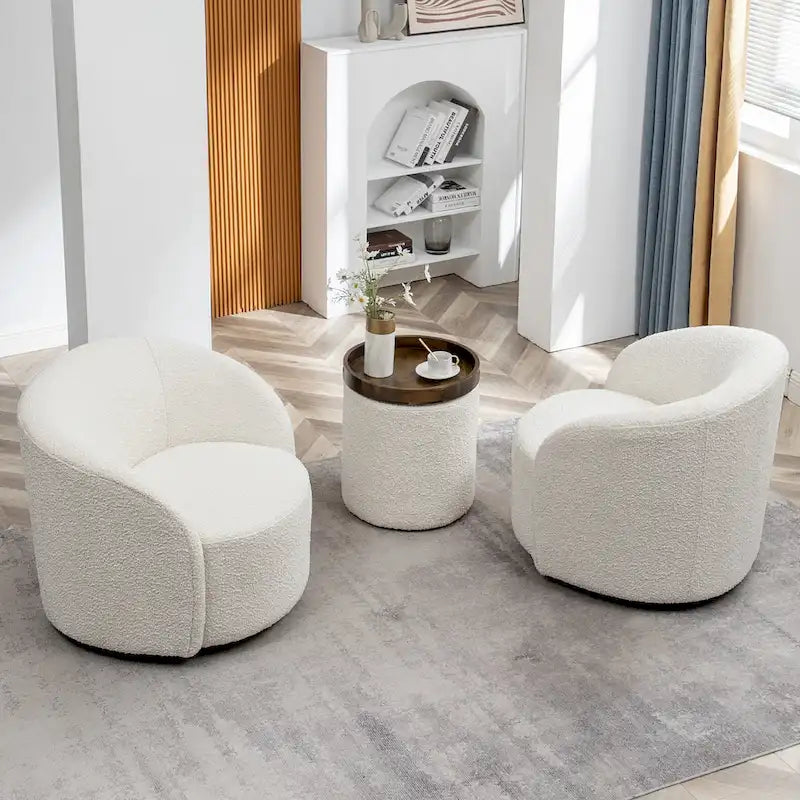 Set of 2 KINWELL 34-Inch Wide Upholstered Swivel Barrel Chairs - image 16