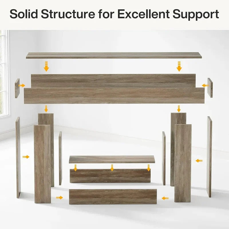 63-Inch Brown and Gray Slim Wooden Console Table for Entryway - image 25