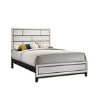 Asir Queen Bed with Geometric Panel Headboard in Modern White Wood Finish - image 1
