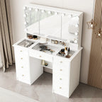 Makeup Vanity w/Tri-Fold Mirror Certified Lighting Glass Top Dresser - image 1