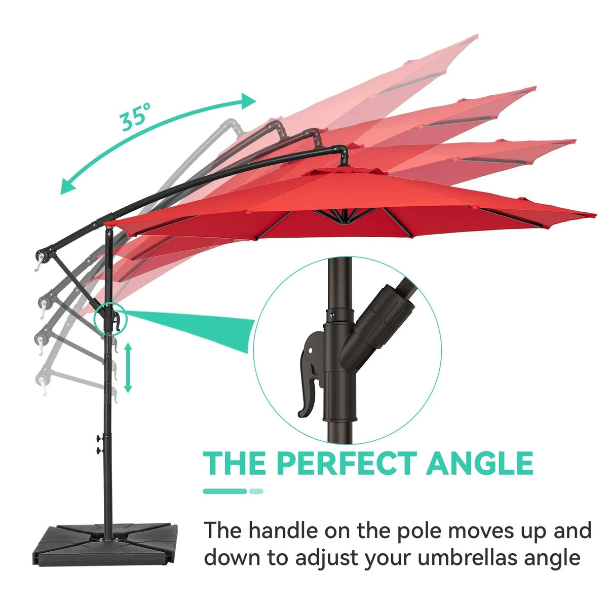 JUSTLET 10ft Heavy Duty Patio Hanging Offset Cantilever Patio Umbrella W/ 4-Piece Base Included Included, Beige - image 32