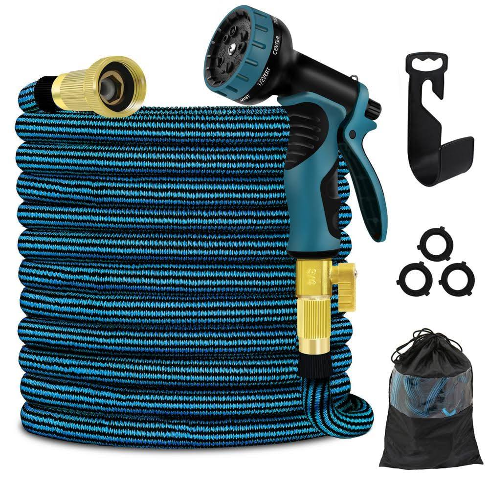 3/4 in. 50 ft. Expandable Garden Hose with 10 Function High Pressure Nozzle 3750D Flexible Water Hose - image 1
