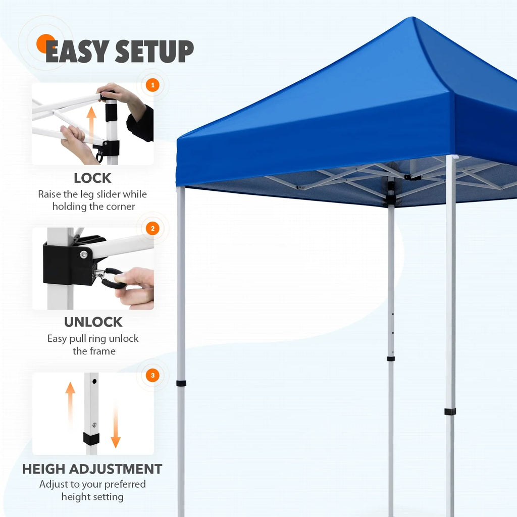EAGLE PEAK 5x5 Pop up Canopy Tent Instant Outdoor Canopy Easy Set - up Straight Leg Folding Shelter（blue） - image 24