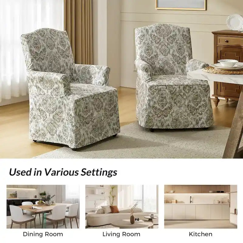 Set of 2 Alethea Upholstered Dining Chairs with Slipcovers and Solid Wood Legs by HULALA HOME - image 17