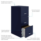 Space Solutions 18" Deep 3 Drawer Smart Letter Width Vertical File Cabinet, Navy - image 4