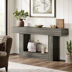 63-Inch Brown and Gray Slim Wooden Console Table for Entryway - image 26