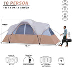 UNP Camping Tent 10-Person-Family Tents, Parties, Music Festival Tent, Big, Easy Up, 5 Large Mesh Windows, Double Layer, 2 Room, Waterproof, Weather Resistant, 18ft x 9ft x78in - image 27