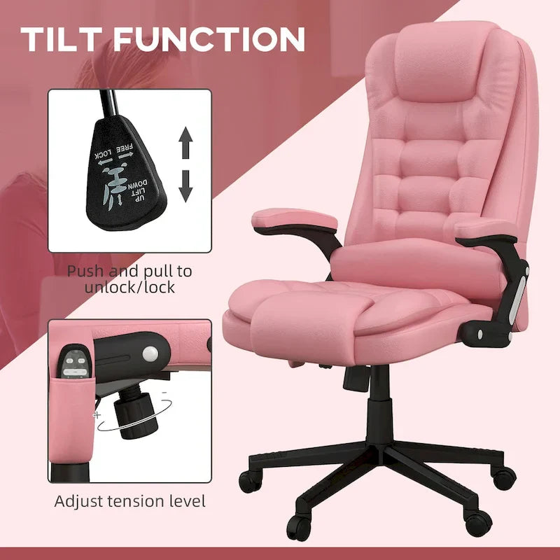 HOMCOM High Back Massage Office Chair with 6 Vibration Points and Heated Recline - PU Leather Computer Chair - image 6