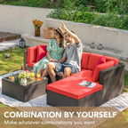 Devoko 5 Pieces Patio Furniture Sets All Weather Outdoor Sectional Patio Sofa Manual Weaving Wicker Rattan Patio Seating Sofas with Cushion and Glass Table(Beige) - image 47