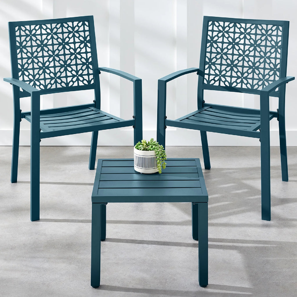 Best Choice Products 3-Piece Stackable Steel Outdoor Conversation Bistro Set, Patio Chat Furniture w/ 2 Chairs, Table- Black - image 51