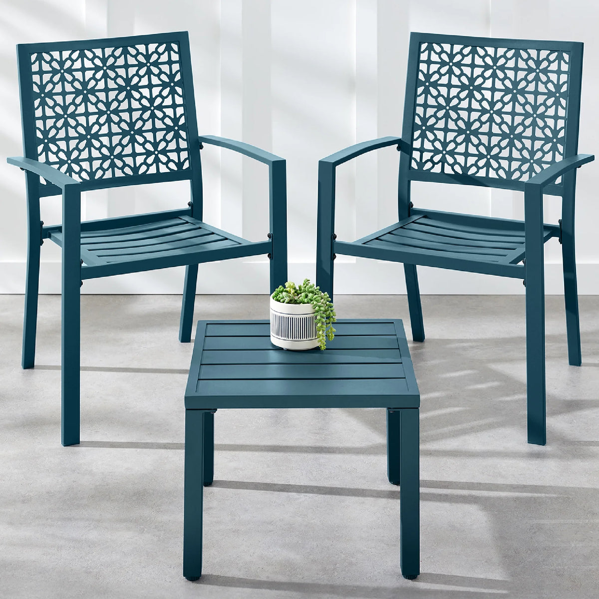 Best Choice Products 3-Piece Stackable Steel Outdoor Conversation Bistro Set, Patio Chat Furniture w/ 2 Chairs, Table- Black - image 51