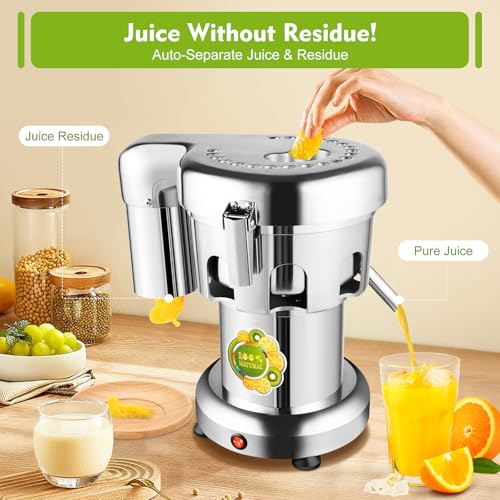 Commercial Juice Extractor, 370W 110V Electric Stainless Steel Juicer for Fruit Vegetable Heavy Duty Centrifugal Juicer Machine Juice & Residue Separated Low Noise: Home & Kitchen - image 2
