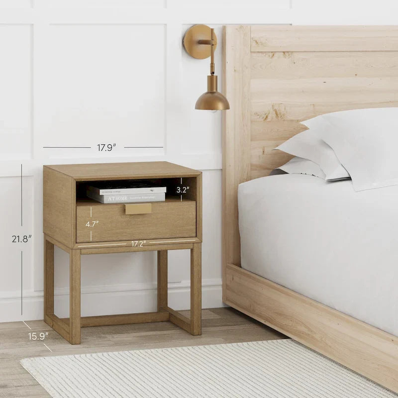 Nathan James Luke Wooden End Table with Storage Drawer and Open Cubby - image 8