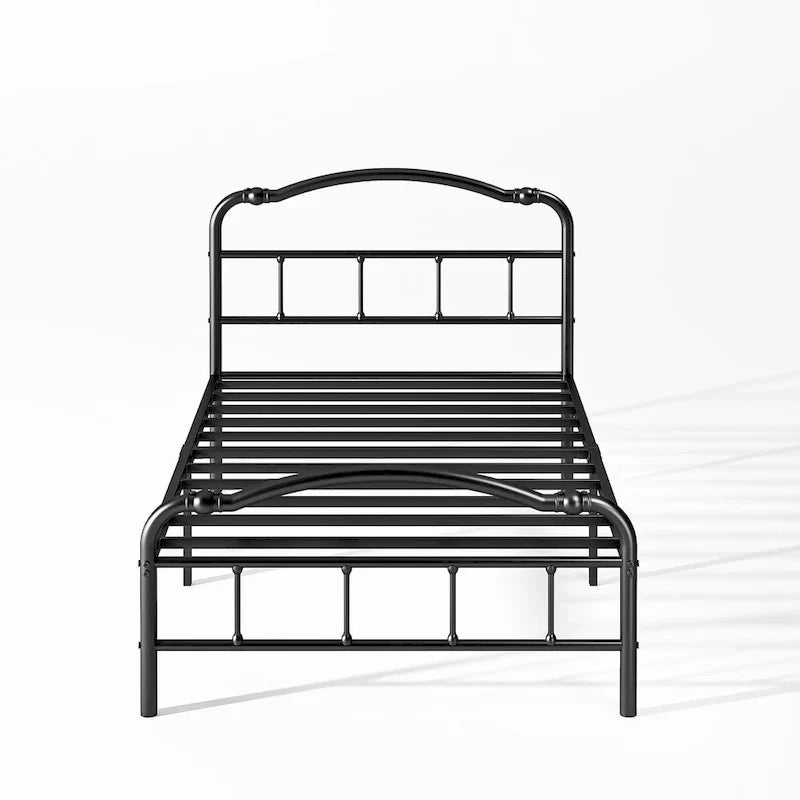 Sturdy 18-Inch High Steel Tube Iron Bed with Double Wave Headboard and Footboard - image 8