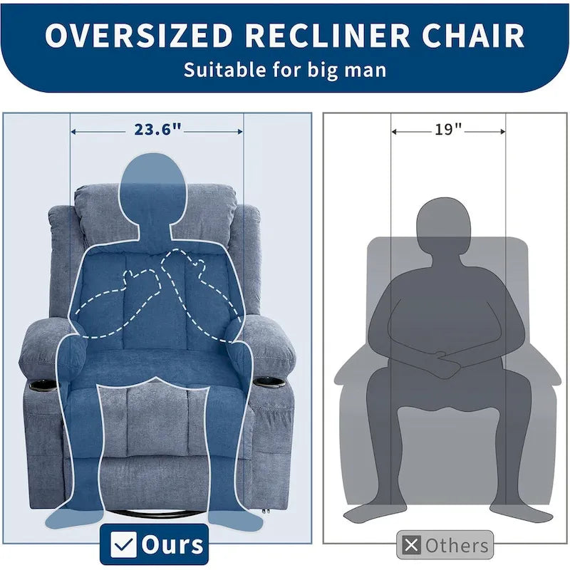 Recliner Chair, Rocking Chairs with Massage and Heat, Side Pockets and Cup Holder - image 17