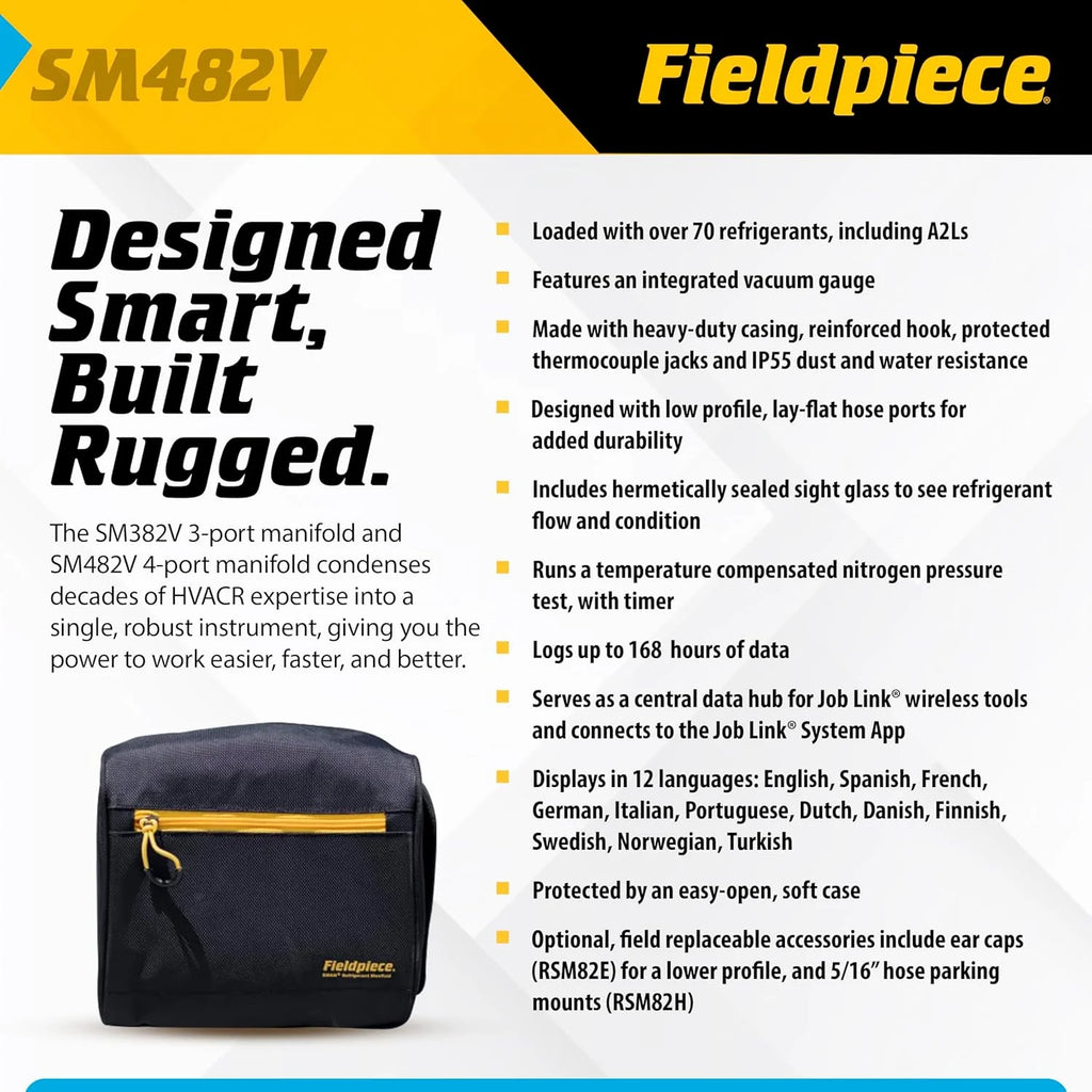 Fieldpiece SM482V Wireless 4-Port SMAN Manifold with Vacuum Gauge - image 5