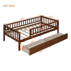 Holaki Twin Size Wood Bed with Guardrails and 2 Storage Drawers for Kids, Gray - image 22