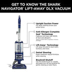 2025 Shark NV360 Navigator Lift-Away Deluxe Upright Vacuum with Large Dust Cup Capacity, HEPA Filter, Swivel Steering, Upholstery Tool & Crevice Tool, Blue - image 13