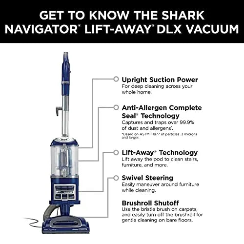 2025 Shark NV360 Navigator Lift-Away Deluxe Upright Vacuum with Large Dust Cup Capacity, HEPA Filter, Swivel Steering, Upholstery Tool & Crevice Tool, Blue - image 13