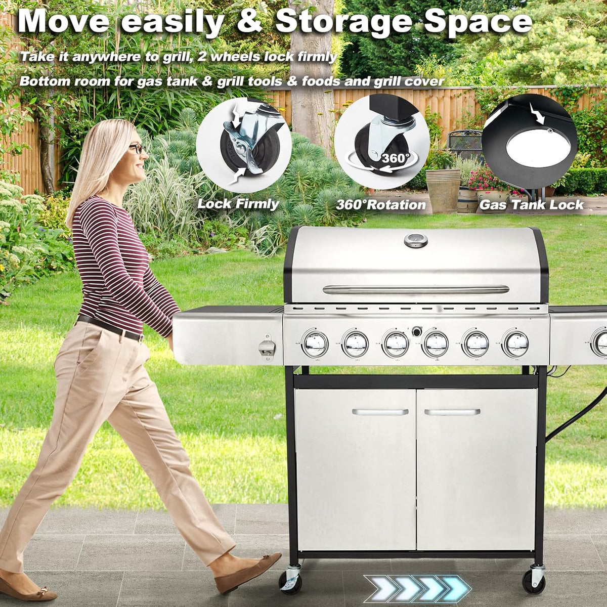 Upgraded 4 Burner BBQ Propane Gas Grill with Cast Iron Grates & Side Stove, 44,000 BTU Stainless Steel Burner Barbecue Grill for Patio, Camping, Outdoor Cooking. - image 25
