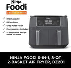 Ninja Foodi 10QT 6-in-1 DualZone Smart XL Air Fryer, 2 Independent 5QT Baskets, Smart Cook Thermometer, Match Cook, Smart Finish, Air Fry, Roast, Bake, Dehydrate, Reheat, Grey, DZ550 - image 2