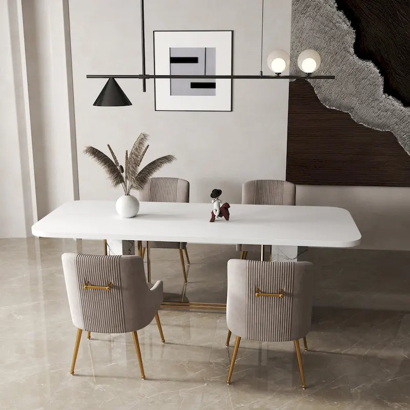 SEYNAR Set of 4 Modern Glam Boucle Velvet Dining or Vanity Chairs with Rear Handle - image 5