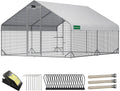 Large Walk-in Metal Chicken Coop with Run, Solar Light, UV Cover - image 1