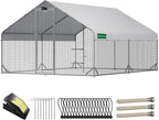 Large Walk-in Metal Chicken Coop with Run, Solar Light, UV Cover - image 1