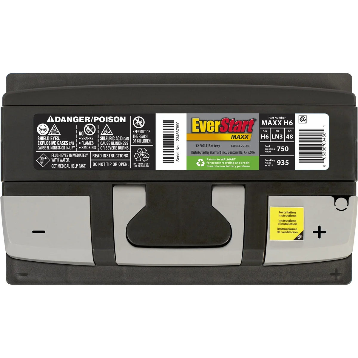 EverStart Maxx Lead Acid Automotive Battery, Group Size H6 / LN3 / 48 12 Volt, 750 CCA 120 RC - image 4
