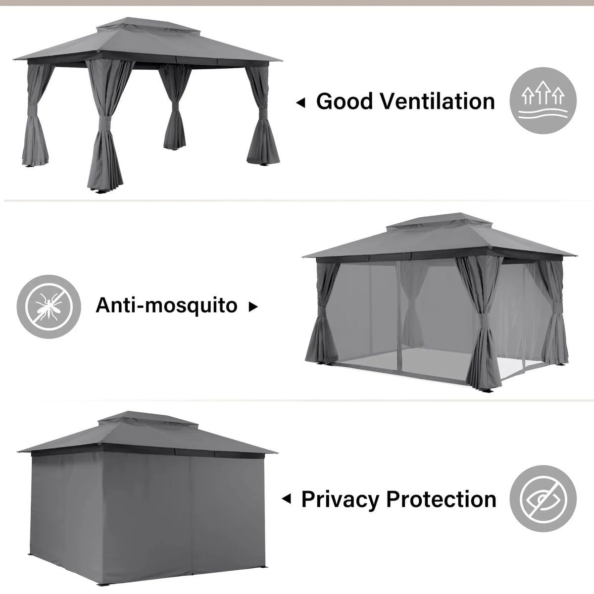 LAUSAINT HOME Outdoor Patio Gazebo 10'x13' with Expansion Bolts - image 4