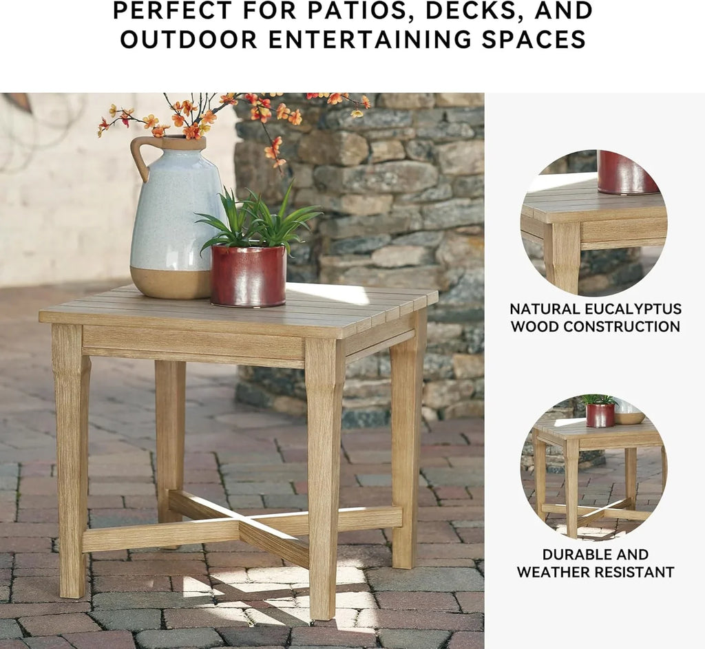 Signature Design by Ashley Clare View Coastal Outdoor Patio Eucalyptus Sofa with Cushions, Beige - image 80