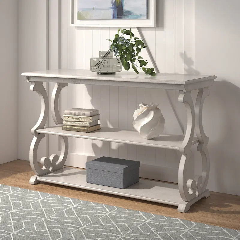 Eldoria Wooden Scroll Design Sofa Table - image 1