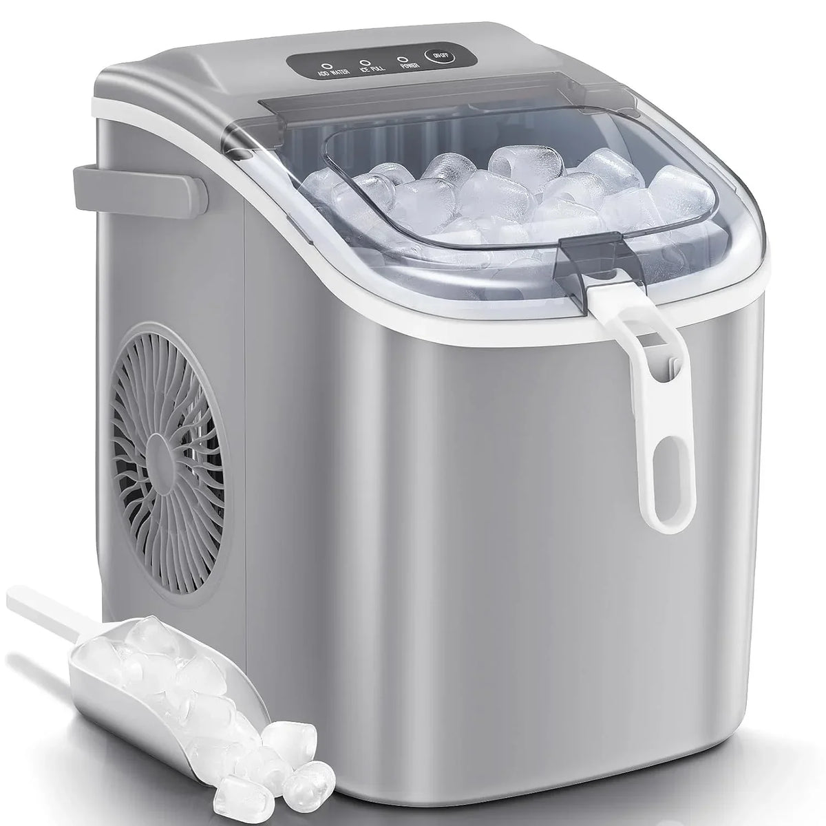 Nugget Ice Makers Countertop, Pebble Ice Machine with Chewable Pellet Ice, 34Lbs/24H, Self-Cleaning, Sonic Ice, One-Click Operation, for Kitchen,Office Stainless Steel Black - image 3