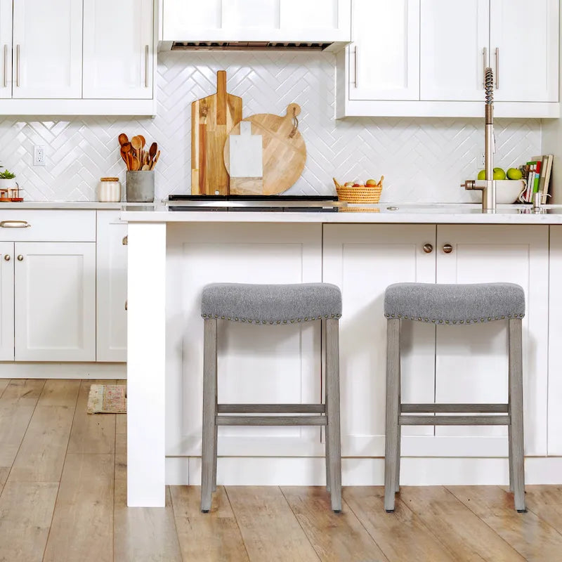 Set of 2 Jameson Gray Upholstered Polyester 29-Inch Bar Stools - image 1