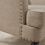 Set of 2 Arm Chair Upholstered Button Tufted Accent Chair with Lumbar Pillow Beige/ Grey/ Light Blue - image 39