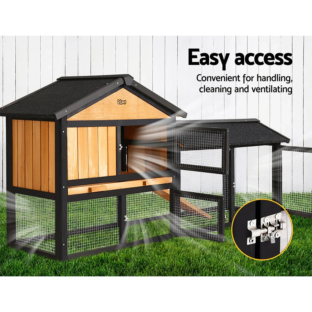 Extra Large Wooden Outdoor Chicken Coop Rabbit Hutch with Run - i.Pet - image 8