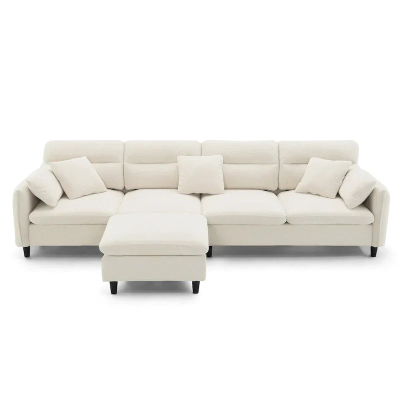 110-Inch L-Shaped 5-Seater Sectional Sofa with Removable Ottoman, Cloud Chenille Fabric, and 5 Cushions - image 13