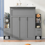 Merax Murphy Bed with Shelves, Drawers, and Integrated LED Lighting - image 3