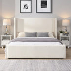 Isabella Queen White Upholstered Bed with Tall Wingback Headboard by Christopher Knight Home - image 3