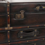 Roche River Decor Faux Leather or Linen Fabric Coffee Table Trunk with 2 Drawers and Buckle Hinged Top - Available in Dark Blue or Brown - image 7