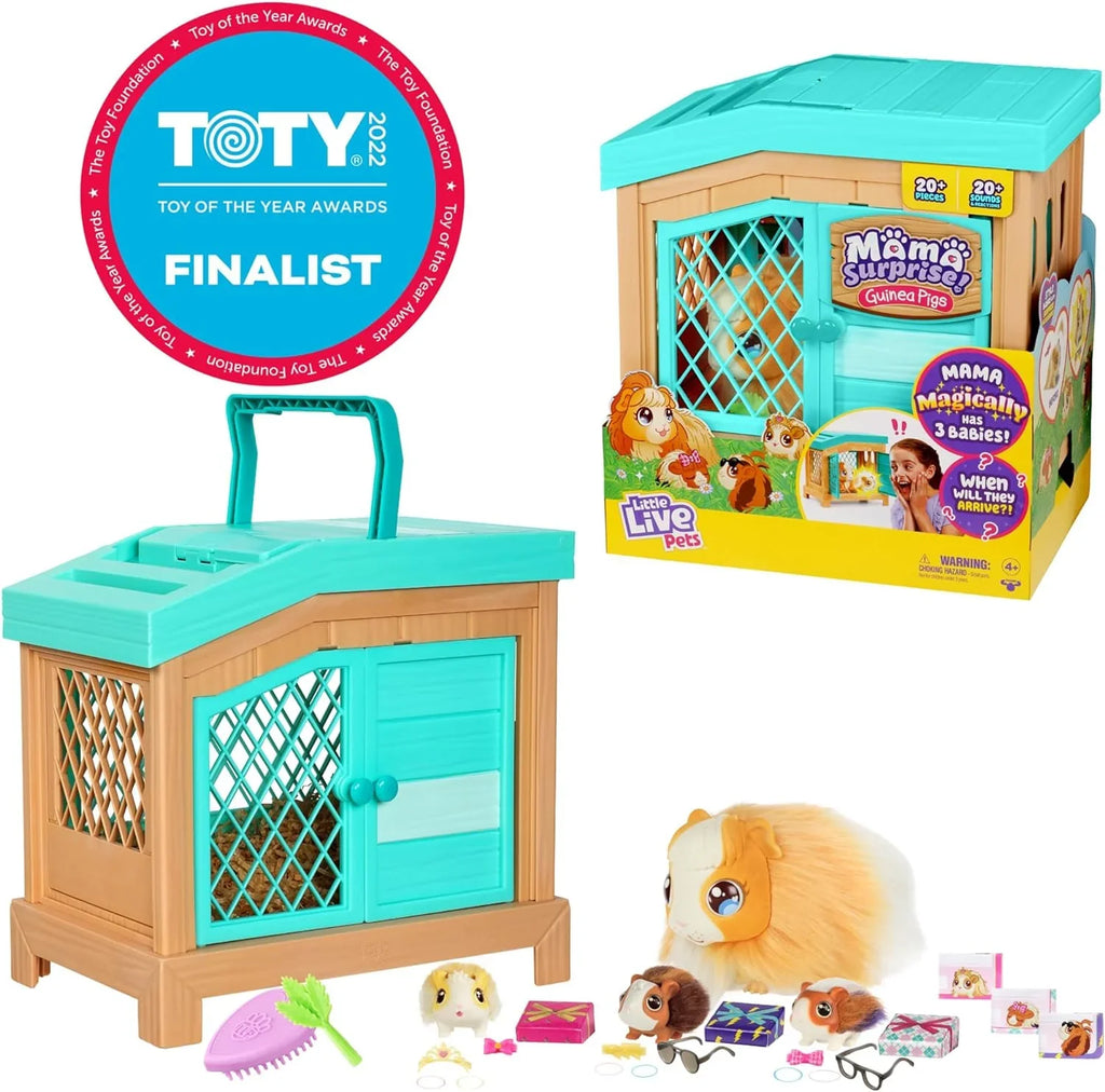 Little Live Pets - Mama Surprise / Soft, Interactive Guinea Pig and her Hutch, and her 3 Babies. 20+ Sounds & Reactions - image 1
