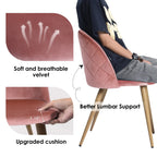 Homy Casa Velvet Upholstered Dining Chairs Set of 2 with Backrest for Kitchen, Rose - image 5