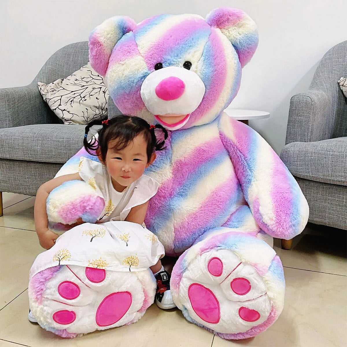53 Inch (1.3m) Hugfun Plush Rainbow Teddy Bear - image 2