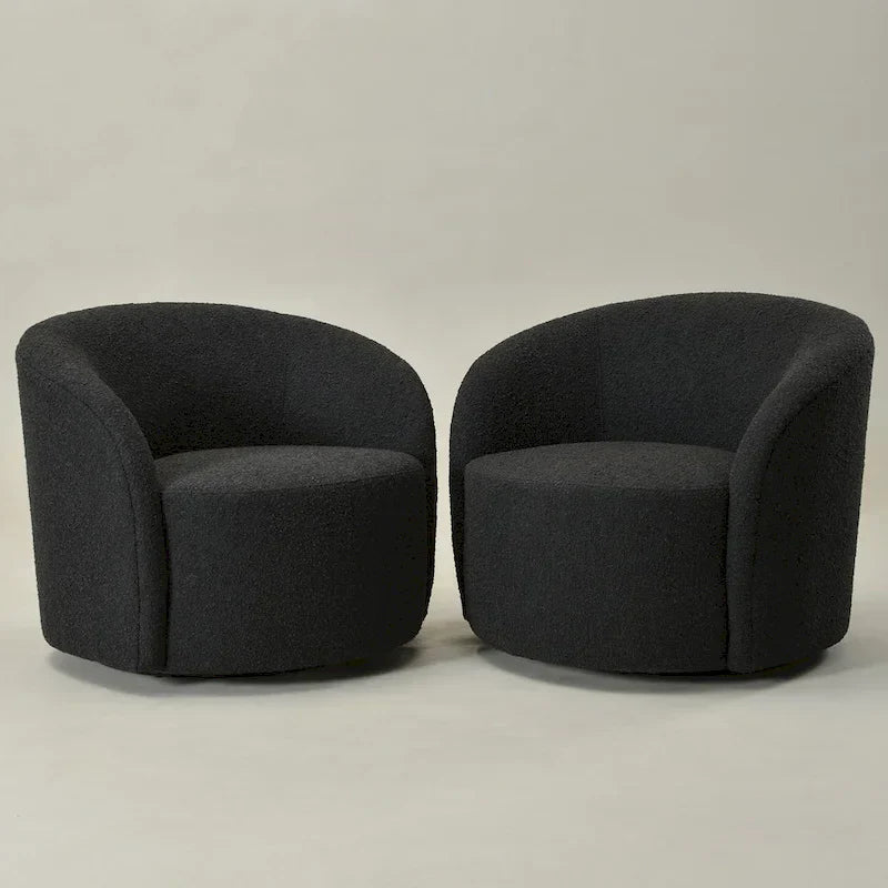Set of 2 KINWELL 34-Inch Wide Upholstered Swivel Barrel Chairs - image 25