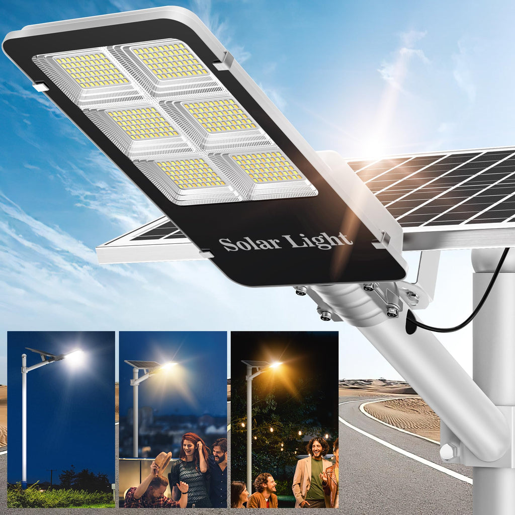 Tri-Color Solar Street Lights Outdoor - 5800W Solar Parking Lot Lights Commercial with 3 Color Temperatures, Solar Street Light Dusk to Dawn Street Lights Solar Powered for Outside Yard Garden - image 7