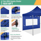 COBIZI 10x20 Heavy Duty Pop up Canopy Tent with 6 sidewalls Easy Up Commercial Outdoor Canopy Wedding Party Tents for Parties All Season Wind & Waterproof Gazebo with Roller Bag,Black(Frame Thickened) - image 143
