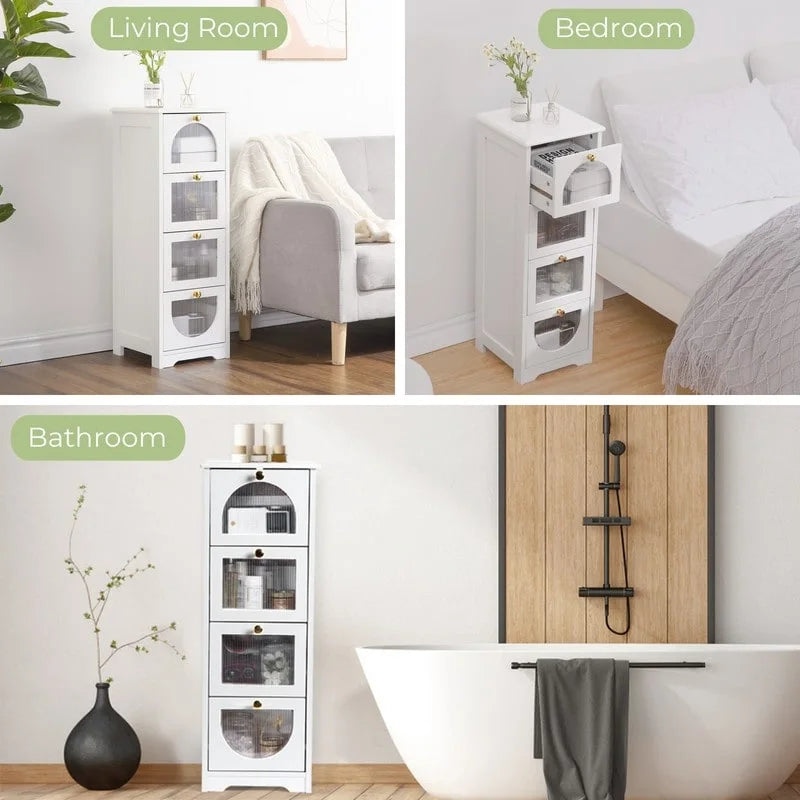 Compact Wooden Bathroom Floor Cabinet with 4 Drawers for Storage - image 7