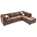 Malone 111-Inch Suede 4-Seater Sectional Sofa with Two Throw Pillows - Dimensions: 111L x 78W x 34H - image 21