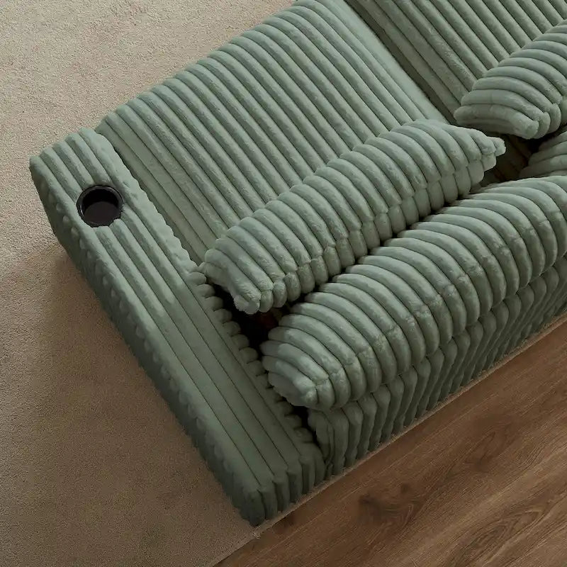 126W Large L-Shaped Corduroy Sofa with USB Charging Port - image 33